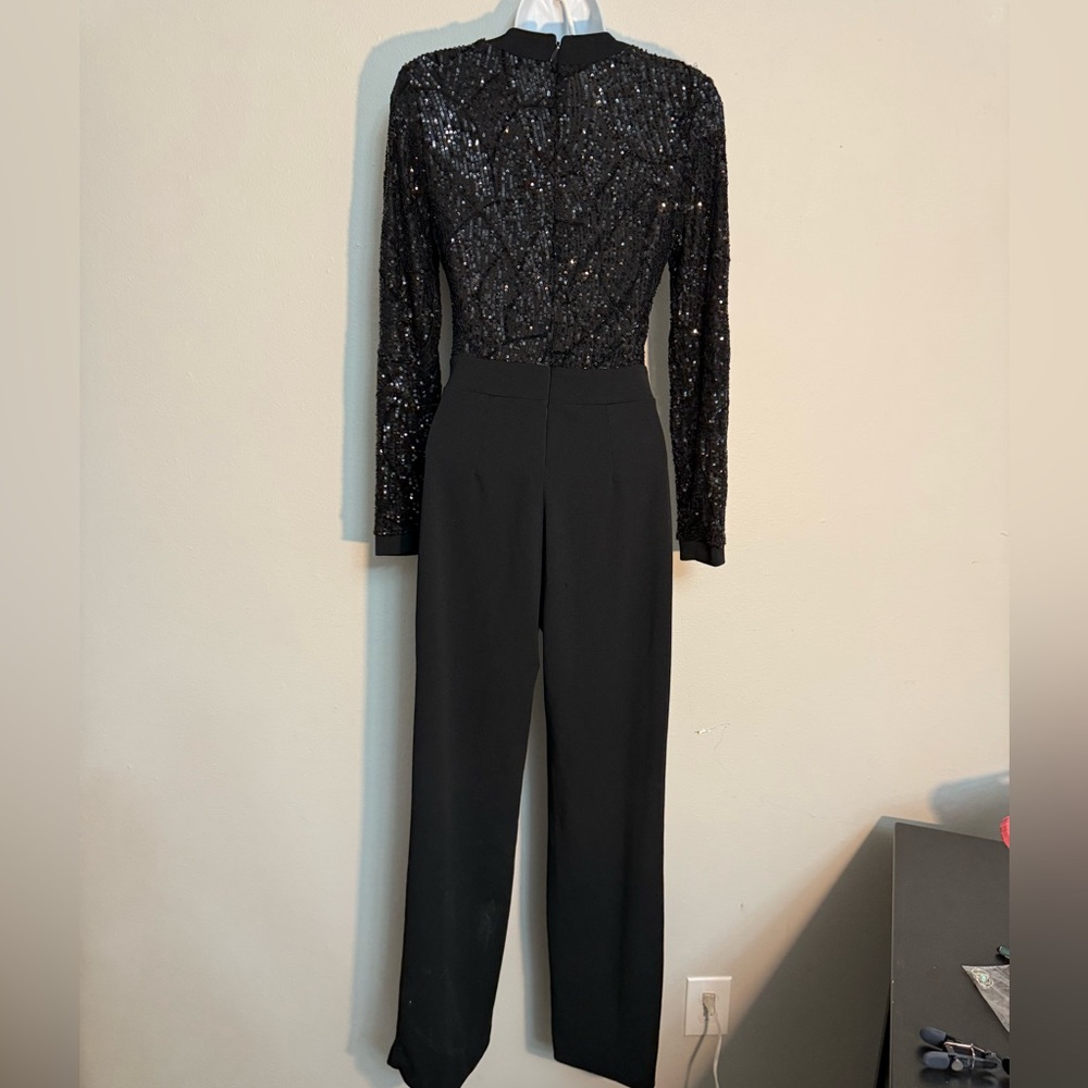 Fashion Nova Black Sequin Long Sleeve Jumpsuit size small EUC - Picture 3 of 5